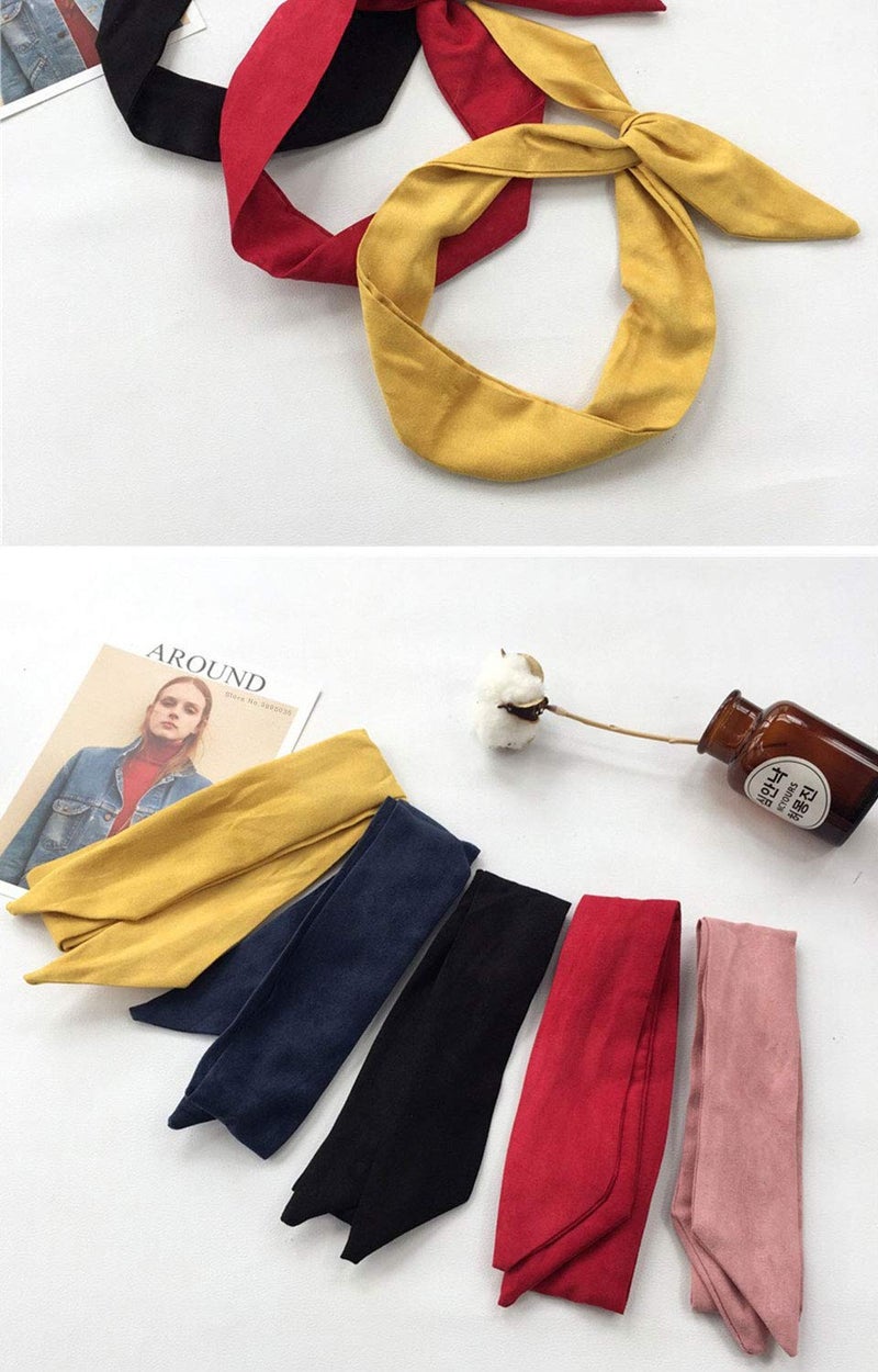 Yeshan Solid Color Wire headbands for Women with Rabbit ears Bow Headband, Twist Wired Headbands,Yoga Sports Head Wraps Hair Accessory,Pack of 9 - Image 5